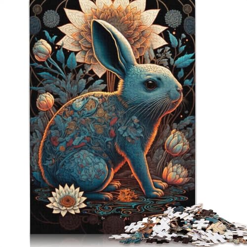 1000 Teile Puzzle für Erwachsene, Puzzle-Geschenke, farbenfrohes Kaninchen-Kunst-Puzzle für Kinder, Karton-Puzzle, Heimdekoration, Puzzle-Spielzeug, Größe 38 x 26 cm von LiJianXXR