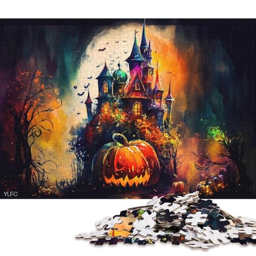 1000-teiliges Holzpuzzle, buntes Kürbisschloss, Puzzle für Kinder, Holzpuzzle, Spielzeug, Denkspiel (Größe 75 * 50 cm) von LiJianXXR