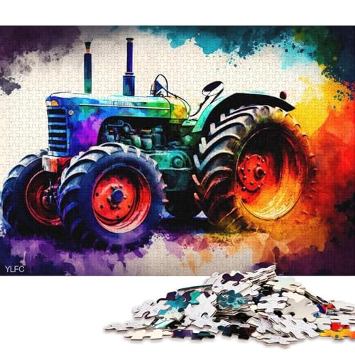 1000-teiliges Holzpuzzle, buntes Traktor-Puzzle für Kinder, Holzpuzzle, Spielzeug, Denkspiel (Größe 75 * 50 cm) von LiJianXXR