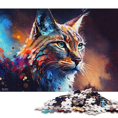 1000-teiliges Holzpuzzle, farbenfrohes Luchs-Puzzle für Kinder, Holzpuzzle, Spielzeug, Denkspiel (Größe 75 * 50 cm) von LiJianXXR