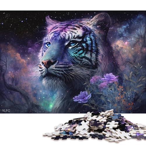 1000-teiliges Holzpuzzle Cosmic Art Tiger Puzzle für Kinder, Holzpuzzle, Spielzeug, Denkspiel (Größe 75 * 50 cm) von LiJianXXR