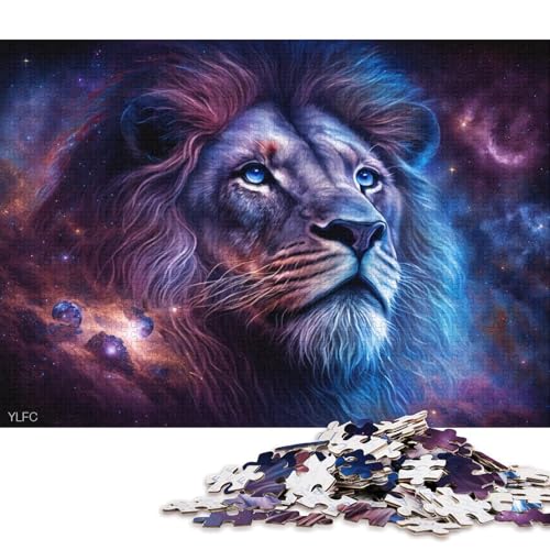 1000-teiliges Holzpuzzle Der kosmische Löwe in der Galaxie, Puzzle für Kinder, Holzpuzzle, Spielzeug, Denkspiel (Größe 75 * 50 cm) von LiJianXXR