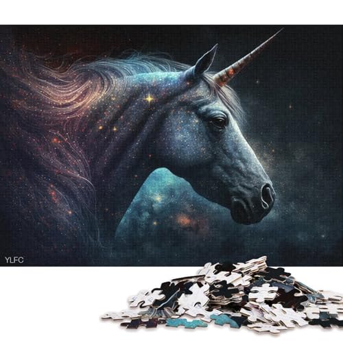 1000-teiliges Holzpuzzle Universum, Galaxie, Einhorn Puzzle für Kinder, Holzpuzzle, Spielzeug, Denkspiel (Größe 75 * 50 cm) von LiJianXXR