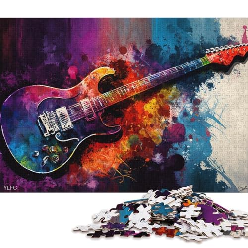 1000-teiliges Kartonpuzzle, Bunte Gitarren-Puzzles für Kinder, Kartonpuzzle, Spielzeug, Denkspiel (Größe 38 * 26 cm) von LiJianXXR