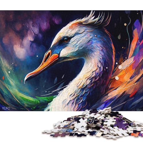 1000-teiliges Kartonpuzzle Buntes weißes Schwanen-Puzzle für Kinder, Kartonpuzzle, Spielzeug, Denkspiel (Größe 38 * 26 cm) von LiJianXXR