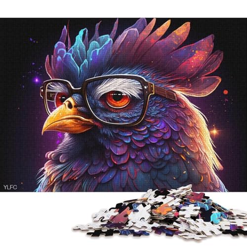 1000-teiliges Kartonpuzzle Hahn mit Brille, Puzzle für Kinder, Kartonpuzzle, Spielzeug, Denkspiel (Größe 38 * 26 cm) von LiJianXXR