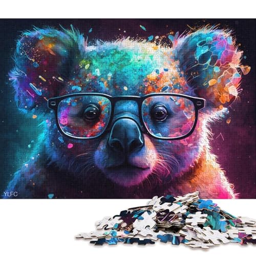 1000-teiliges Kartonpuzzle Koala mit Brille, Puzzle für Kinder, Kartonpuzzle, Spielzeug, Denkspiel (Größe 38 * 26 cm) von LiJianXXR