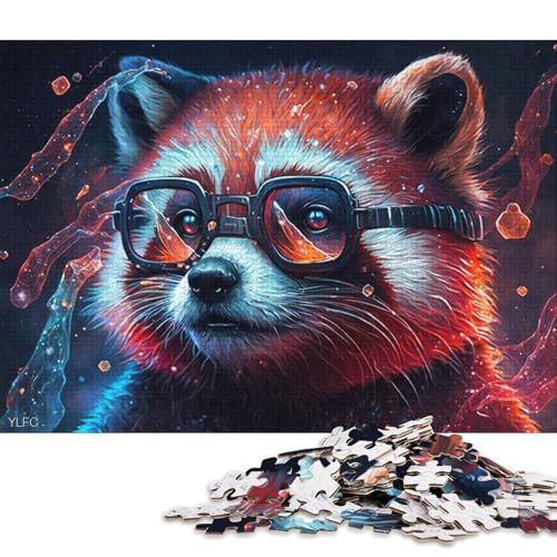 1000-teiliges Kartonpuzzle Roter Panda mit Brille Puzzle für Kinder, Kartonpuzzle, Spielzeug, Denkspiel (Größe 38 * 26 cm) von LiJianXXR