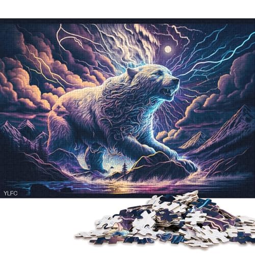 1000-teiliges Kartonpuzzle mit Tierkunst, Eisbär-Puzzle für Kinder, Kartonpuzzle, Spielzeug, Denkspiel (Größe 38 * 26 cm) von LiJianXXR