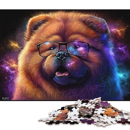 1000-teiliges Papppuzzle Chow-Chow mit Brille, Puzzle für Kinder, Papppuzzle, Spielzeug, Denkspiel (Größe 38 * 26 cm) von LiJianXXR