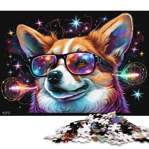 1000-teiliges Papppuzzle Corgi mit Brille, Puzzle für Kinder, Papppuzzle, Spielzeug, Denkspiel (Größe 38 * 26 cm) von LiJianXXR