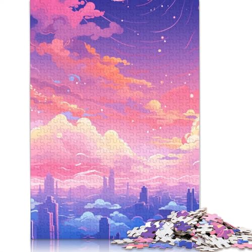 1000-teiliges Puzzle, Anime-Puzzle mit bunten Wolken, für Erwachsene, Kartonpuzzle, zum Dekomprimieren, geistiges Lernspielzeug, Größe 38 x 26 cm von LiJianXXR