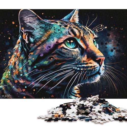 1000-teiliges Puzzle, Bunte Bengalkatze, Puzzle für Erwachsene, Kartonpuzzle, Lernspiele, Heimdekorationspuzzle (Größe 38 * 26 cm) von LiJianXXR