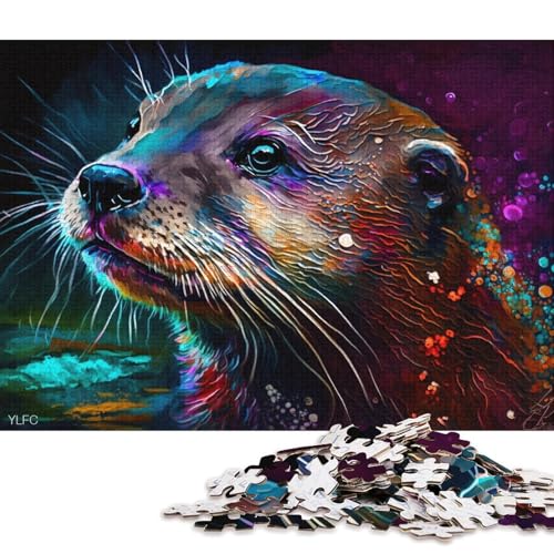 1000-teiliges Puzzle, Bunte Otter-Puzzles für Erwachsene, Kartonpuzzle, Lernspiele, Heimdekorationspuzzle (Größe 38 * 26 cm) von LiJianXXR