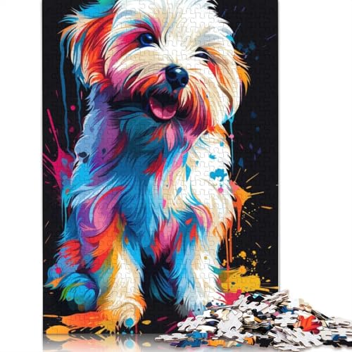 1000-teiliges Puzzle, Coton De Tulear-Hund, Kunst-Puzzle, Holzpuzzle für Erwachsene, Familienspiele, Größe 75 x 50 cm von LiJianXXR