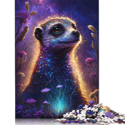 1000-teiliges Puzzle, Erdmännchen-Blumen-Galaxie-Puzzle für Kinder, Holzpuzzle, Lernspiel für Erwachsene und Kinder, Größe: 75 x 50 cm von LiJianXXR