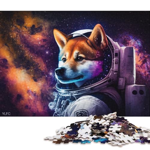 1000-teiliges Puzzle, Galaxie-Astronaut, Shiba Inu, Puzzle für Erwachsene, Holzpuzzle, Lernspiele, Heimdekorationspuzzle (Größe 75 * 50 cm) von LiJianXXR