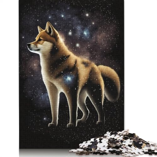 1000-teiliges Puzzle, Galaxy Colour Shiba Inu-Puzzle für Kinder, Kartonpuzzle, Lernspiel für Erwachsene und Kinder, Größe: 38 x 26 cm von LiJianXXR