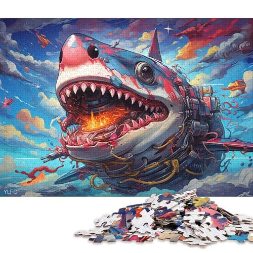 1000-teiliges Puzzle, Hai-Roboter, Tierpuzzle für Erwachsene und Kinder, Kartonpuzzle, Spielzeug, Denkspiel 38x26cm/1000 Teile von LiJianXXR