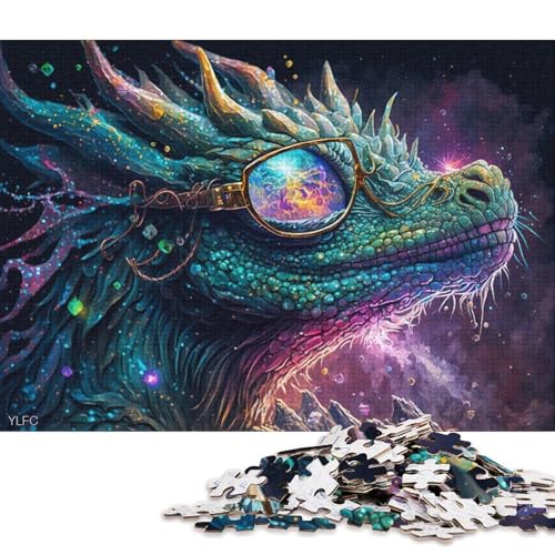 1000-teiliges Puzzle, Lernspiele, Drache mit Brille, Puzzle aus Karton, Familienunterhaltungsspielzeug (Größe 38 * 26 cm) von LiJianXXR