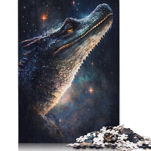 1000-teiliges Puzzle, Lernspiele, Galaxie-Krokodil-Puzzle für Erwachsene, Holzpuzzle, Lernspiel, Herausforderungsspielzeug (Größe 75 x 50 cm) von LiJianXXR