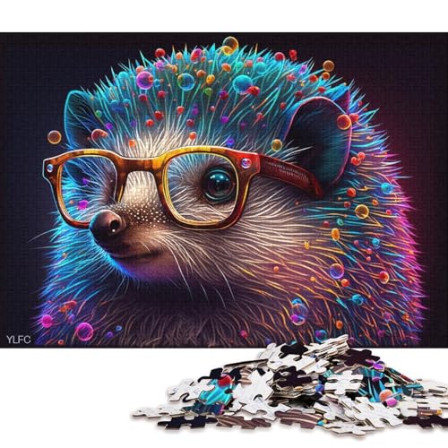 1000-teiliges Puzzle, Lernspiele, Igel mit Brille, Puzzle aus Karton, Familienunterhaltungsspielzeug (Größe 38 * 26 cm) von LiJianXXR