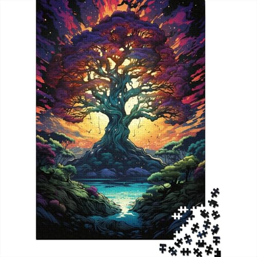 1000-teiliges Puzzle, Lernspiele, Malen, Farbe, Sternenhimmel, Baum, Puzzle für Erwachsene, Puzzle, Holzpuzzle, Lernen, Lernspielzeug, Familienspiele, 50 x 75 cm von LiJianXXR