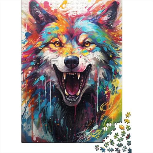 1000-teiliges Puzzle, Lernspiele, Malen, Farbe, Wolf, Puzzle für Erwachsene, Puzzle, Holzpuzzle, Lernen, Lernspielzeug, Familienspiele, 50 x 75 cm von LiJianXXR