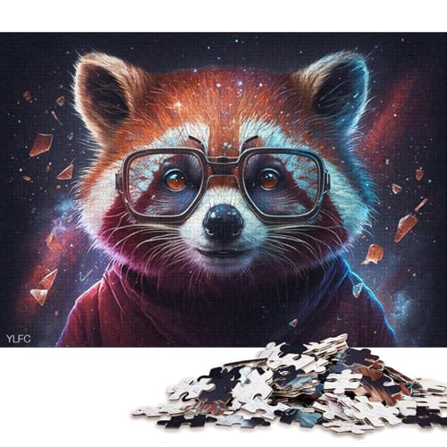 1000-teiliges Puzzle, Lernspiele, Roter Panda mit Brille, Puzzle aus Karton, Familienunterhaltungsspielzeug (Größe 38 * 26 cm) von LiJianXXR