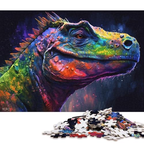 1000-teiliges Puzzle, Lernspiele, buntes Dinosaurier-Puzzle, Holzpuzzle, Familienunterhaltungsspielzeug (Größe 75 * 50 cm) von LiJianXXR