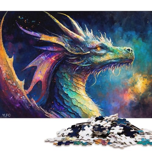 1000-teiliges Puzzle, Lernspiele, farbenfrohes Drachen-Puzzle, Holzpuzzle, Familienunterhaltungsspielzeug (Größe 75 * 50 cm) von LiJianXXR