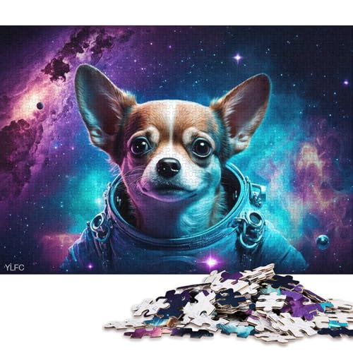 1000-teiliges Puzzle, Lernspiele, kosmische Kunst, Astronaut, Chihuahua, Puzzle aus Karton, Familienunterhaltungsspielzeug (Größe 38 * 26 cm) von LiJianXXR