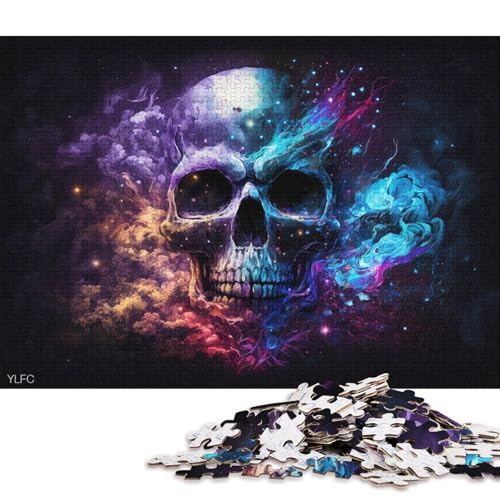 1000-teiliges Puzzle, Lernspiele, kosmische Kunst, Totenkopf-Puzzle, Holzpuzzle, Familienunterhaltungsspielzeug (Größe 75 * 50 cm) von LiJianXXR