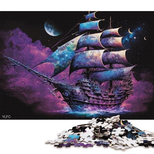 1000-teiliges Puzzle, Lernspiele, kosmisches Piratenschiff-Puzzle, Holzpuzzle, Familienunterhaltungsspielzeug (Größe 75 * 50 cm) von LiJianXXR