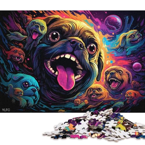 1000-teiliges Puzzle, Mops-Kunstpuzzle für Erwachsene und Kinder, Kartonpuzzle, Spielzeug, Denkspiel 38x26cm/1000 Teile von LiJianXXR