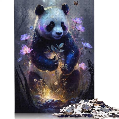 1000-teiliges Puzzle, Panda-Blumen-Galaxie-Puzzle für Kinder, Kartonpuzzle, Lernspiel für Erwachsene und Kinder, Größe: 38 x 26 cm von LiJianXXR