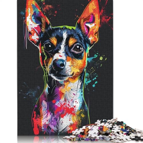 1000-teiliges Puzzle, Rattenterrier-Hundekunst, Puzzle für Erwachsene, Kartonpuzzle, dekomprimierendes geistiges Lernspielzeug, Größe 38 x 26 cm von LiJianXXR