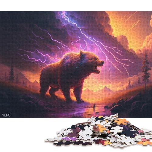 1000-teiliges Puzzle, Tierkunst, Braunbär, Puzzles für Erwachsene und Kinder, Kartonpuzzle, Spielzeug, Denkspiel 38x26cm/1000 Teile von LiJianXXR