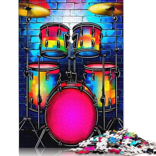 1000-teiliges Puzzle, buntes Neon-Graffiti-Schlagzeug, Puzzle für Karton, Puzzle, Heimdekoration, Puzzle-Spielzeug, Größe 38 x 26 cm von LiJianXXR