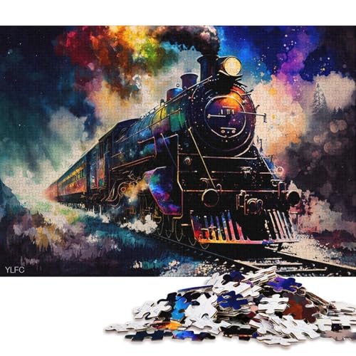 1000-teiliges Puzzle, farbenfrohes Dampfzug-Puzzle für Erwachsene, Karton-Puzzle, anspruchsvolles Spiel-Puzzle (Größe 38 * 26 cm) von LiJianXXR