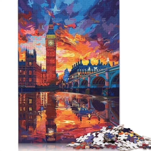 1000-teiliges Puzzle, farbenfrohes Londoner Big Ben-Puzzle für Erwachsene, anspruchsvolles Kartonpuzzle, 38 x 26 cm von LiJianXXR