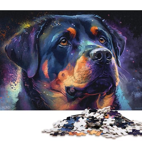 1000-teiliges Puzzle, farbenfrohes Rottweiler-Puzzle für Erwachsene, Kartonpuzzle, anspruchsvolles Spielpuzzle (Größe 38 * 26 cm) von LiJianXXR