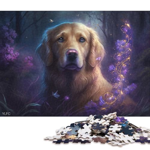 1000-teiliges Puzzle, magischer Golden Retriever, Puzzles für Erwachsene und Kinder, Holzpuzzle, Spielzeug, Denkspiel 75x50cm/1000 Teile von LiJianXXR