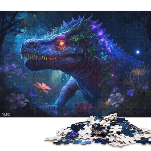 1000-teiliges Puzzle, magisches Dinosaurier-Puzzle für Erwachsene, Holzpuzzle, Lernspiel für Erwachsene und Kinder (Größe 75 * 50 cm) von LiJianXXR