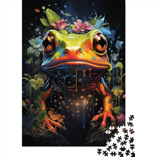 1000-teiliges Puzzle, psychedelisches, buntes Frosch-Puzzle für Erwachsene, Holzpuzzle, Lernspiele für Erwachsene und Kinder (Größe 75 x 50 cm) von LiJianXXR