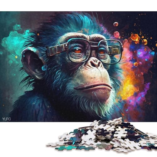 1000-teiliges Puzzle AFFE mit Brille, Puzzle für Erwachsene, Kartonpuzzle, Lernspiel für Erwachsene und Kinder (Größe 38 * 26 cm) von LiJianXXR