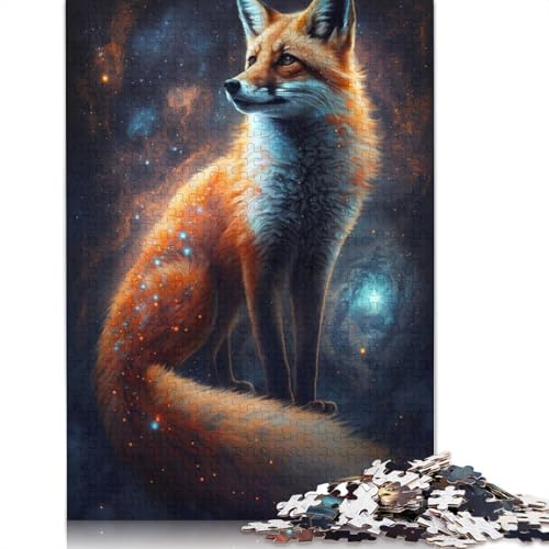 1000-teiliges Puzzle Art Fox Galaxy Puzzle für Kinder, Holzpuzzle, Lernspiel für Erwachsene und Kinder, Größe: 75 x 50 cm von LiJianXXR