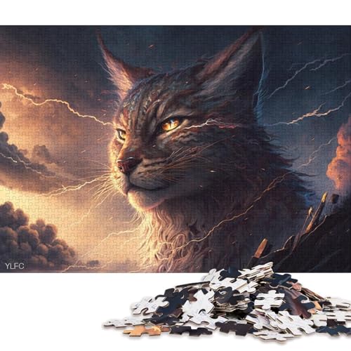 1000-teiliges Puzzle Art Lynx, Puzzles für Erwachsene und Kinder, Kartonpuzzle, Spielzeug, Denkspiel 38x26cm/1000 Stück von LiJianXXR