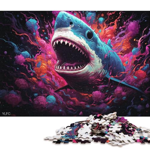 1000-teiliges Puzzle Art Shark, Puzzles für Erwachsene und Kinder, Holzpuzzle, Spielzeug, Denkspiel 75x50cm/1000 Teile von LiJianXXR