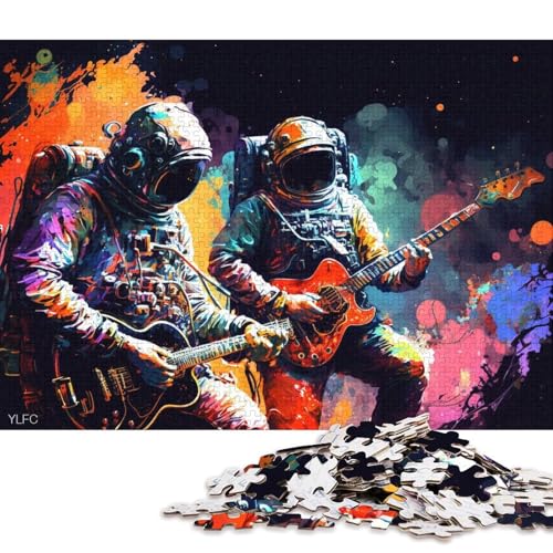 1000-teiliges Puzzle Astronauten Spielen Gitarre, Puzzle für Erwachsene, Kartonpuzzle, Lernspiele, Heimdekorationspuzzle (Größe 38 * 26 cm) von LiJianXXR